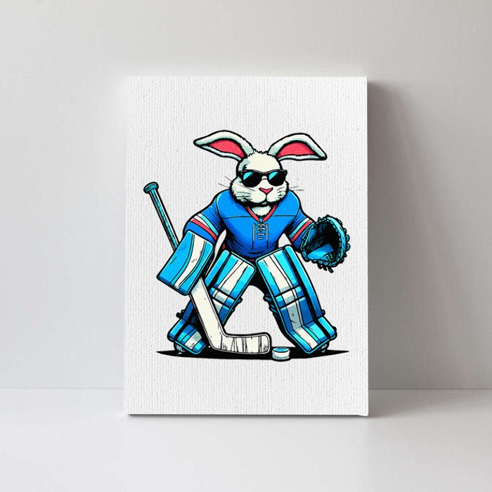 Hockey Goalie Easter Bunny Eggs Canvas