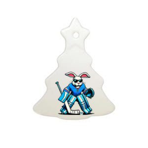 Hockey Goalie Easter Bunny Eggs Ceramic Tree Ornament