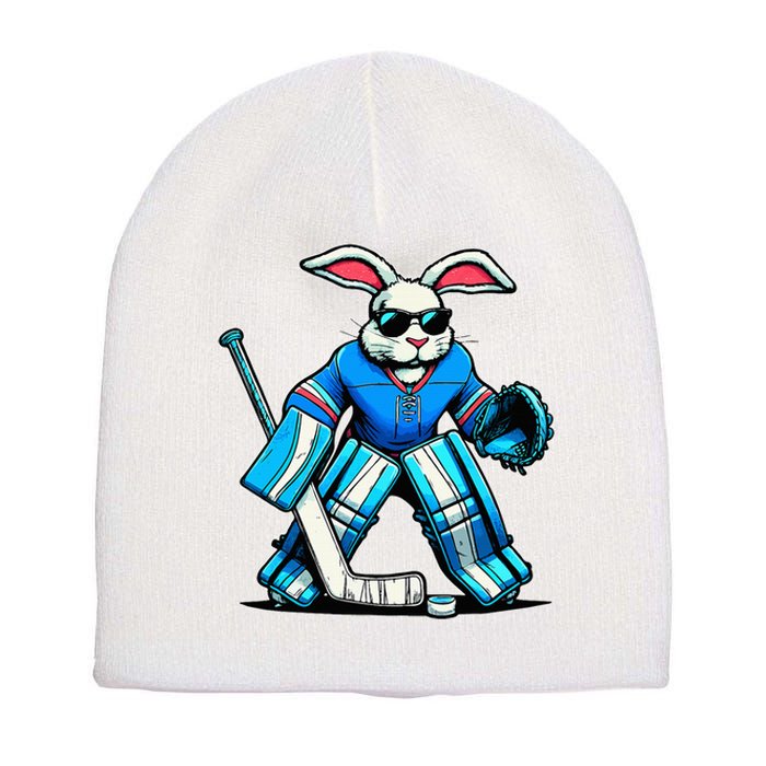 Hockey Goalie Easter Bunny Eggs Short Acrylic Beanie