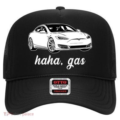 Haha Gas Electric Car High Crown Mesh Back Trucker Hat