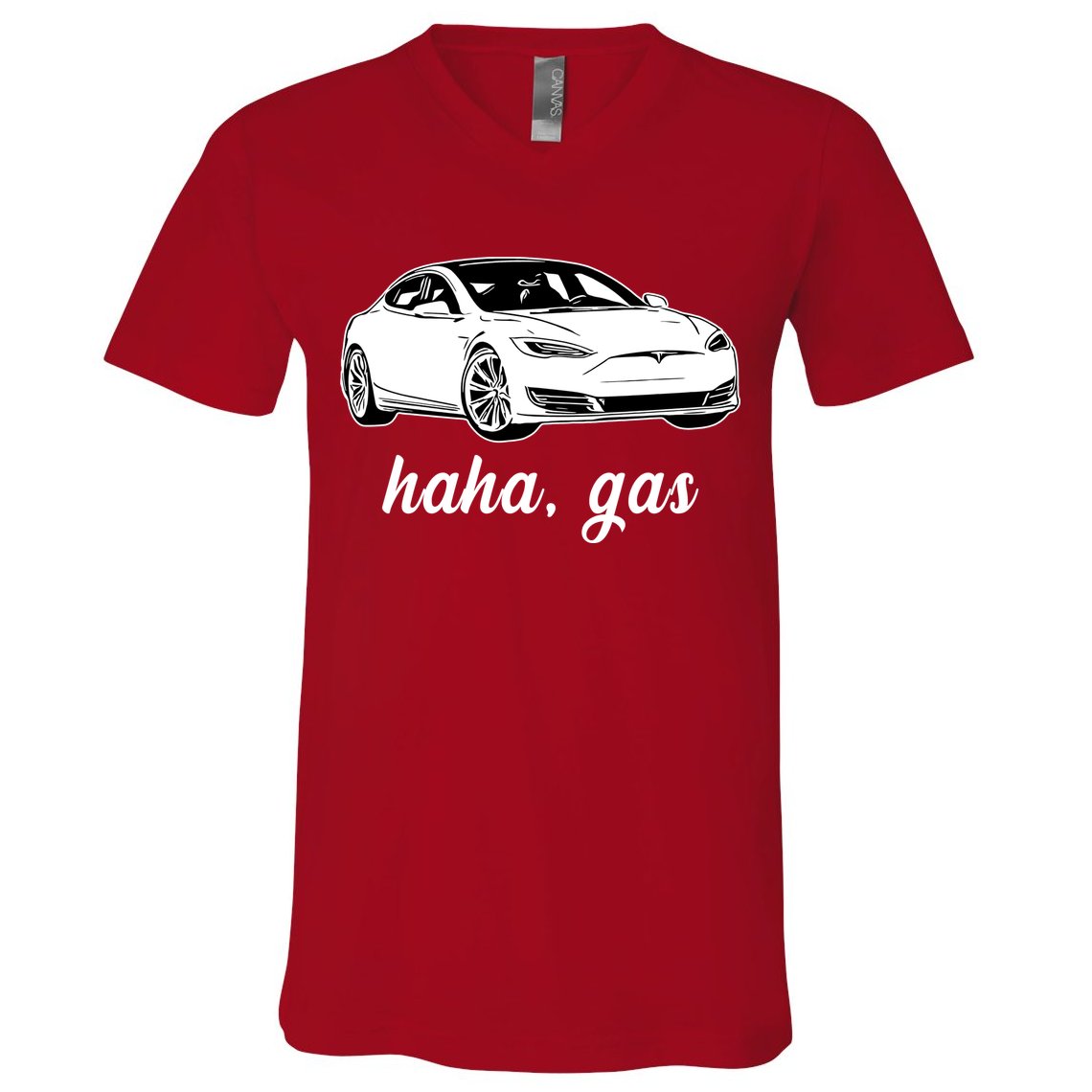 Haha Gas Electric Car V-Neck T-Shirt