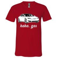 Haha Gas Electric Car V-Neck T-Shirt