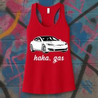 Haha Gas Electric Car Womens Tank Top