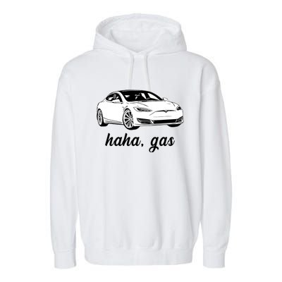 Haha Gas Electric Car Garment-Dyed Fleece Hoodie