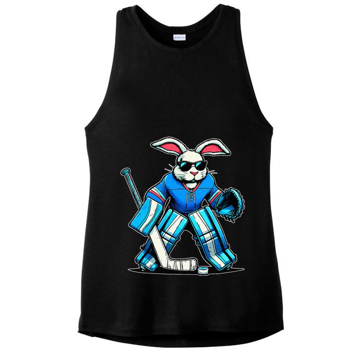 Hockey Goalie Easter Bunny Eggs Ladies PosiCharge Tri-Blend Wicking Tank