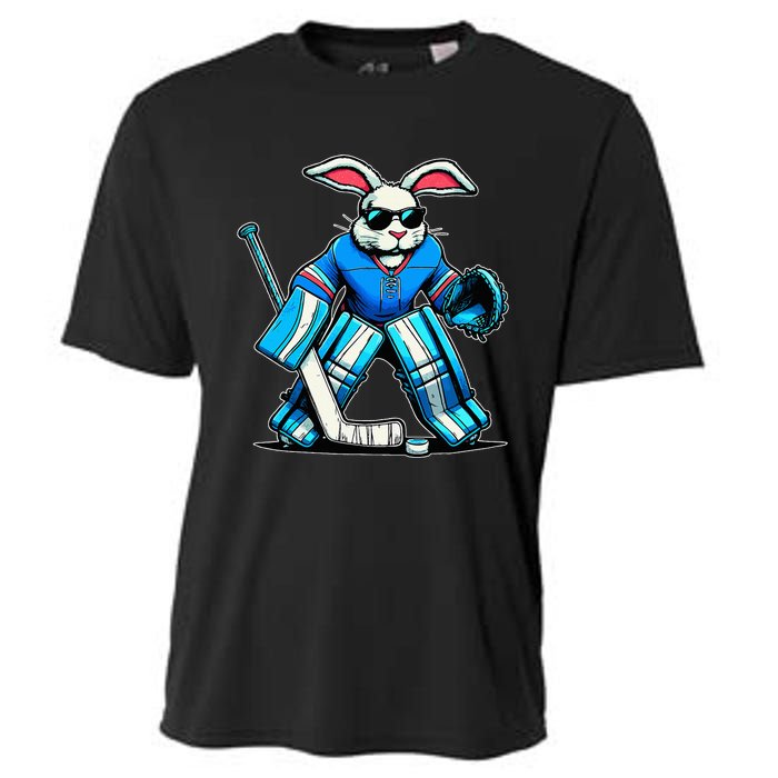 Hockey Goalie Easter Bunny Eggs Cooling Performance Crew T-Shirt