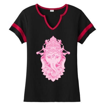 Hindu Ganesh Elephant Yoga Gift Ladies Halftime Notch Neck Tee