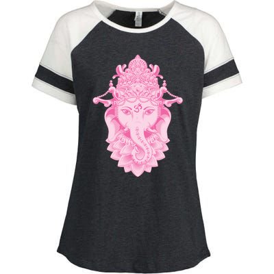 Hindu Ganesh Elephant Yoga Gift Enza Ladies Jersey Colorblock Tee