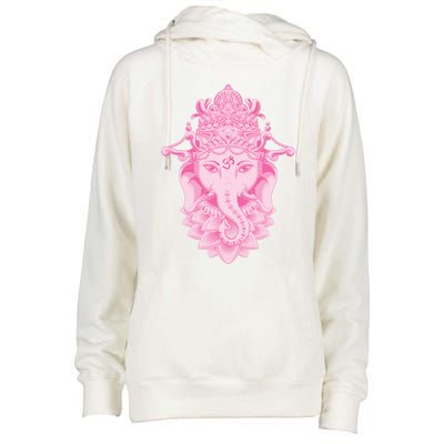 Hindu Ganesh Elephant Yoga Gift Womens Funnel Neck Pullover Hood