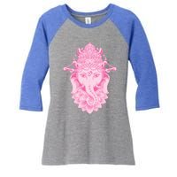 Hindu Ganesh Elephant Yoga Gift Women's Tri-Blend 3/4-Sleeve Raglan Shirt