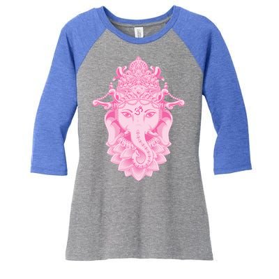 Hindu Ganesh Elephant Yoga Gift Women's Tri-Blend 3/4-Sleeve Raglan Shirt