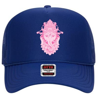 Hindu Ganesh Elephant Yoga Gift High Crown Mesh Back Trucker Hat