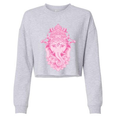 Hindu Ganesh Elephant Yoga Gift Cropped Pullover Crew