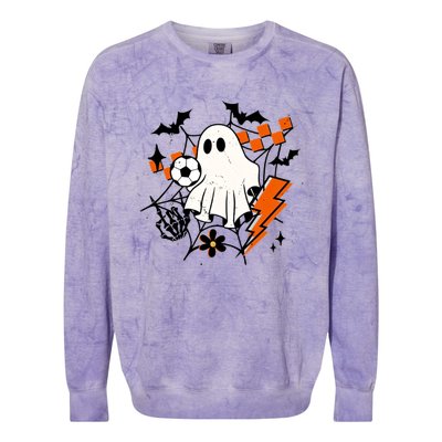 Halloween Ghost Football Football Coach Halloween Funny Gift Colorblast Crewneck Sweatshirt