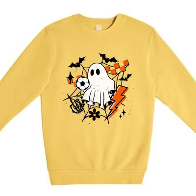 Halloween Ghost Football Football Coach Halloween Funny Gift Premium Crewneck Sweatshirt