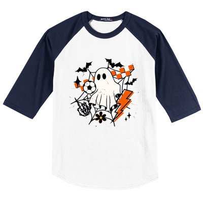 Halloween Ghost Football Football Coach Halloween Funny Gift Baseball Sleeve Shirt