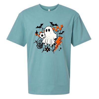 Halloween Ghost Football Football Coach Halloween Funny Gift Sueded Cloud Jersey T-Shirt