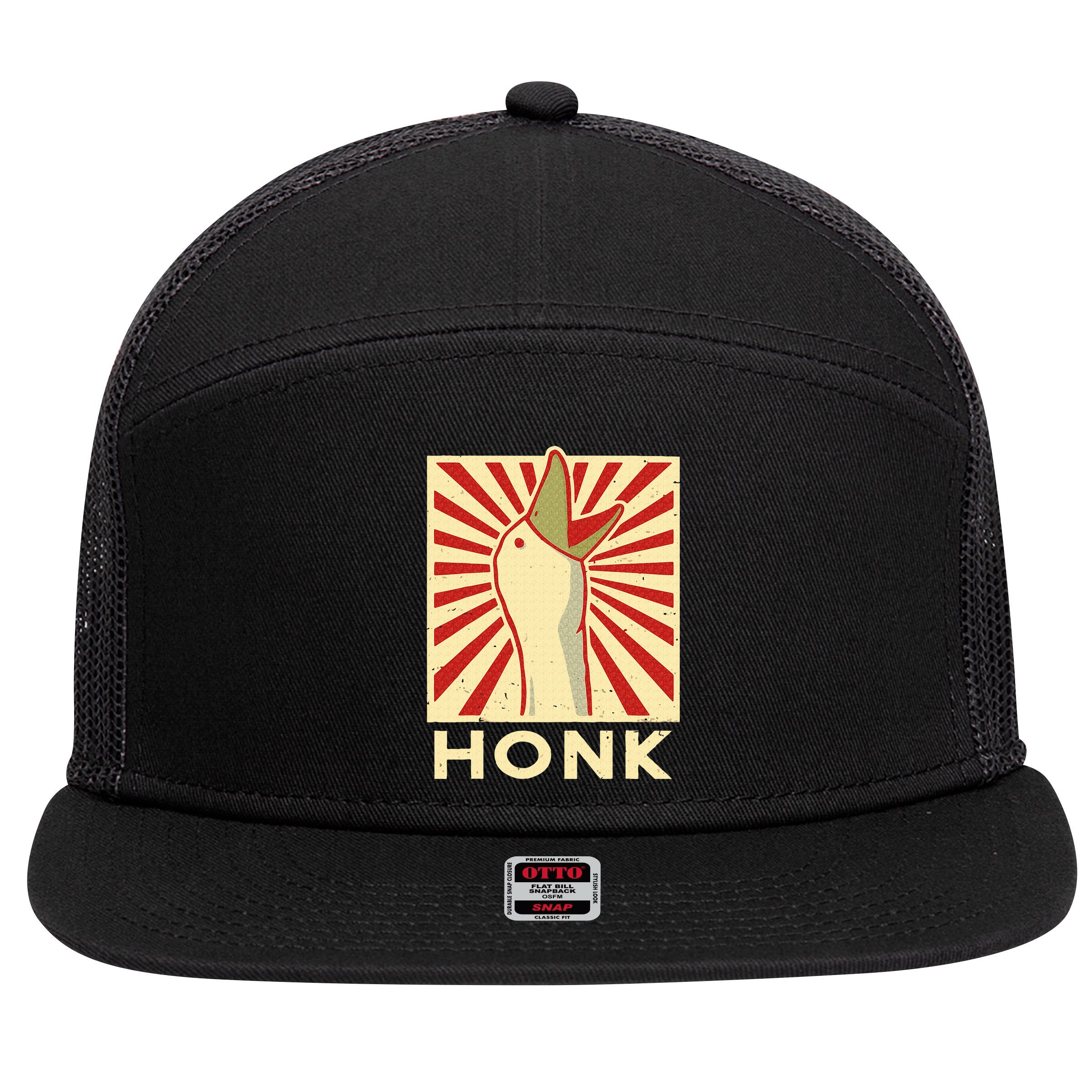 Honk goose  Funny Duck chicken meme Idea  7 Panel Mesh Trucker Snapback Hat