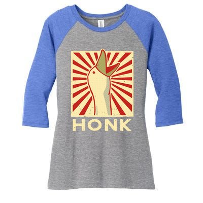 Honk goose  Funny Duck chicken meme Idea  Women's Tri-Blend 3/4-Sleeve Raglan Shirt