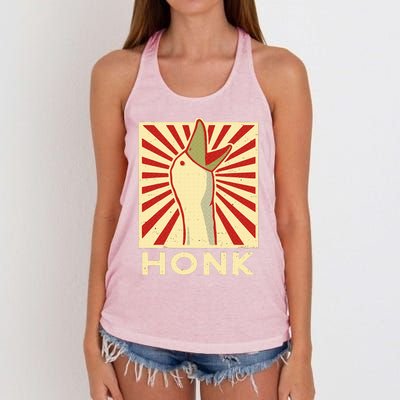 Honk goose  Funny Duck chicken meme Idea  Women's Knotted Racerback Tank