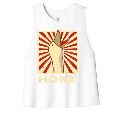 Honk goose  Funny Duck chicken meme Idea  Women's Racerback Cropped Tank