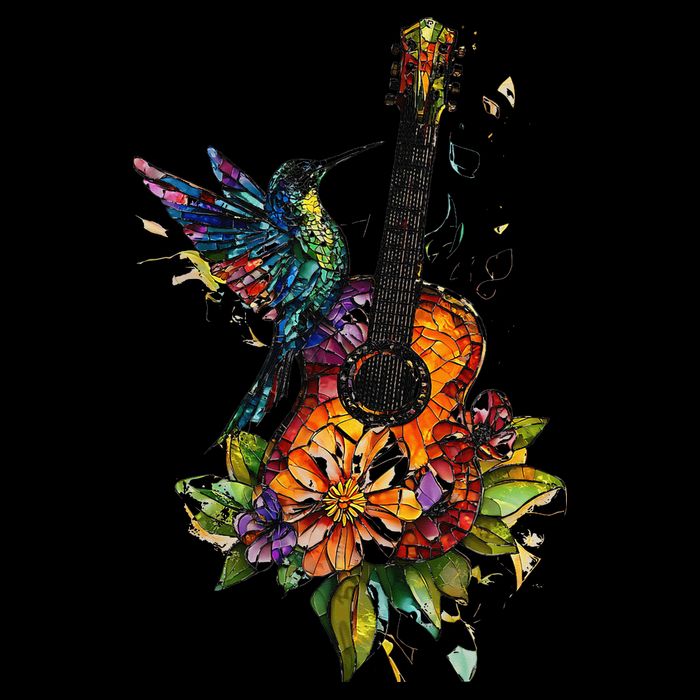 Hummingbird Guitar Floral Musician Nature Lover Bird City Backpack