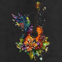 Hummingbird Guitar Floral Musician Nature Lover Bird Adult Drive Performance Visor