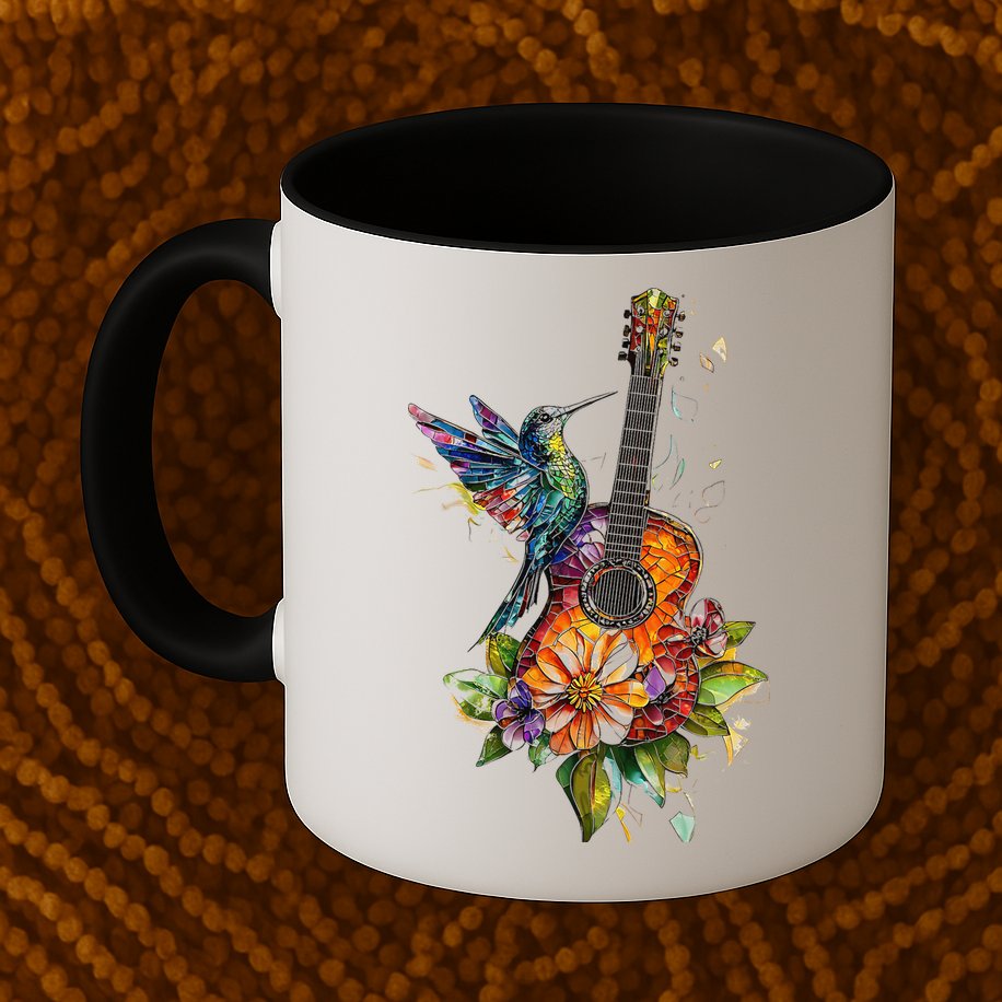 Hummingbird Guitar Floral Musician Nature Lover Bird Mug