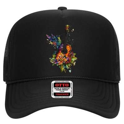 Hummingbird Guitar Floral Musician Nature Lover Bird Hat
