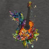 Hummingbird Guitar Floral Musician Nature Lover Bird Vector Backpack