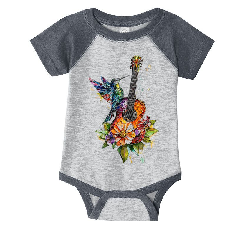 Hummingbird Guitar Floral Musician Nature Lover Bird Infant Baby Jersey Bodysuit