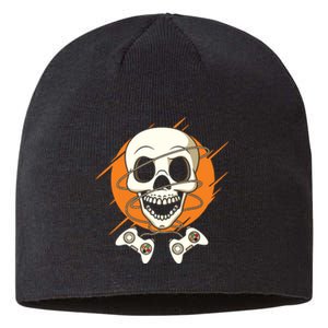 Halloween Gamer Funny Skull Video Games Party Sustainable Beanie