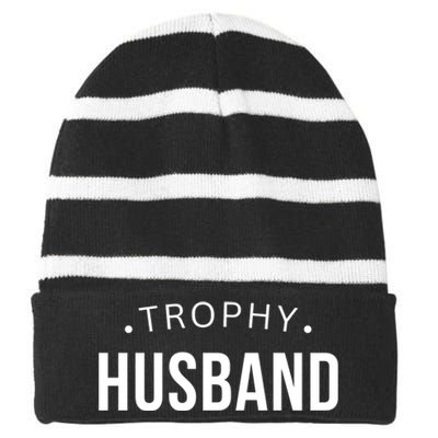 Husband Gift For Him Funny Husband Striped Beanie with Solid Band