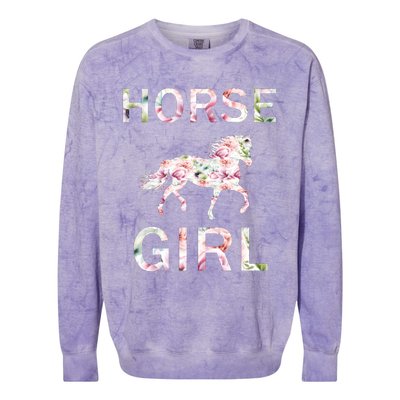 Horse Girl Floral Colorblast Crewneck Sweatshirt