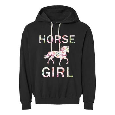 Horse Girl Floral Garment-Dyed Fleece Hoodie