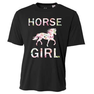 Horse Girl Floral Cooling Performance Crew T-Shirt