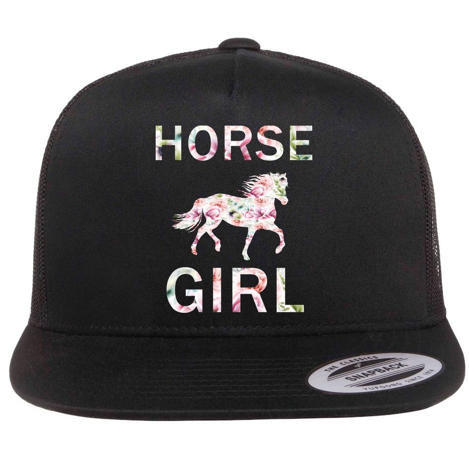 Horse Girl Floral Flat Bill Trucker Hat