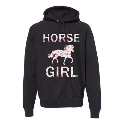 Horse Girl Floral Premium Hoodie