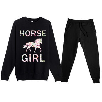 Horse Girl Floral Premium Crewneck Sweatsuit Set