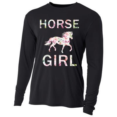 Horse Girl Floral Cooling Performance Long Sleeve Crew