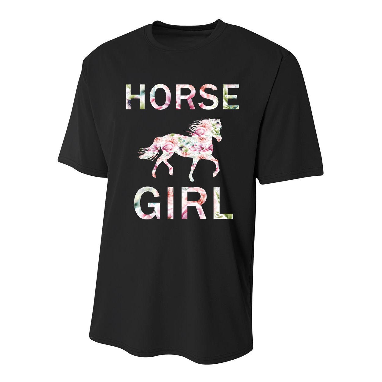 Horse Girl Floral Youth Performance Sprint T-Shirt