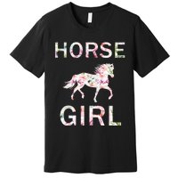 Horse Girl Floral Premium T-Shirt