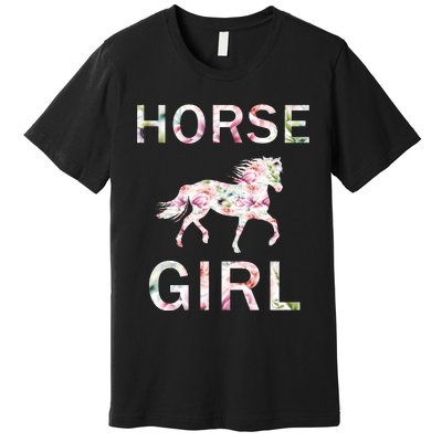 Horse Girl Floral Premium T-Shirt