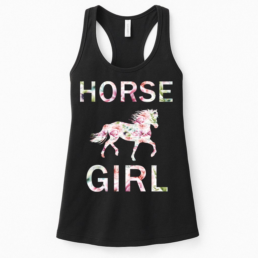 Horse Girl Floral Womens Tank Top