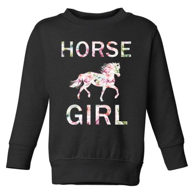 Horse Girl Floral Toddler Sweatshirt