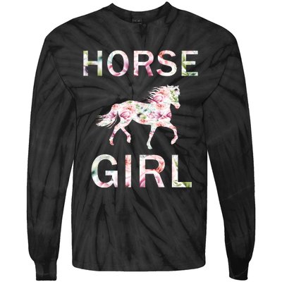 Horse Girl Floral Tie-Dye Long Sleeve Shirt