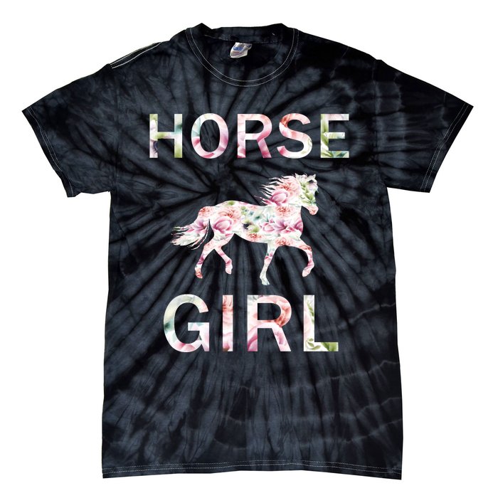 Horse Girl Floral Tie-Dye T-Shirt