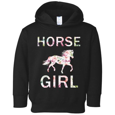 Horse Girl Floral Toddler Hoodie