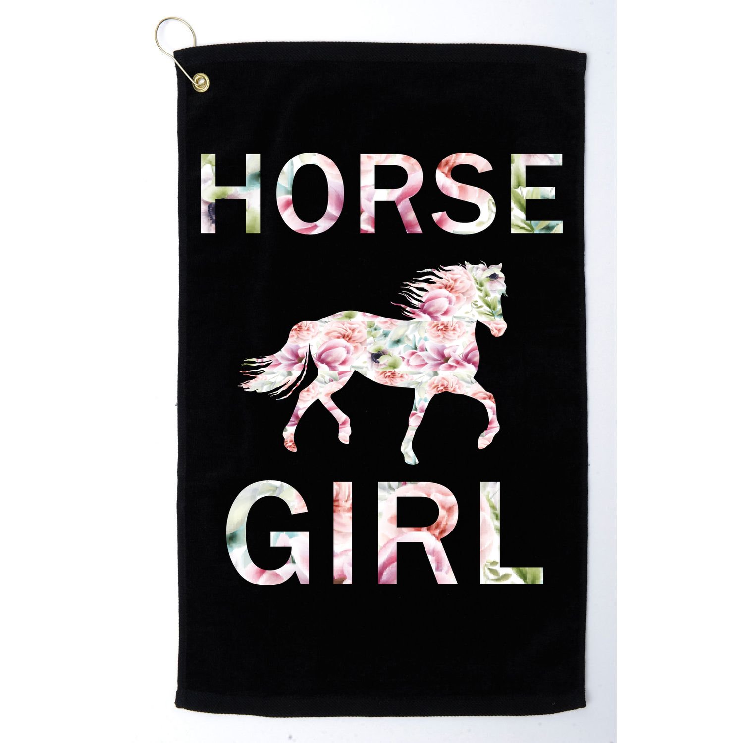 Horse Girl Floral Golf Towel
