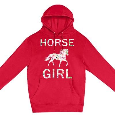 Horse Girl Floral Premium Pullover Hoodie